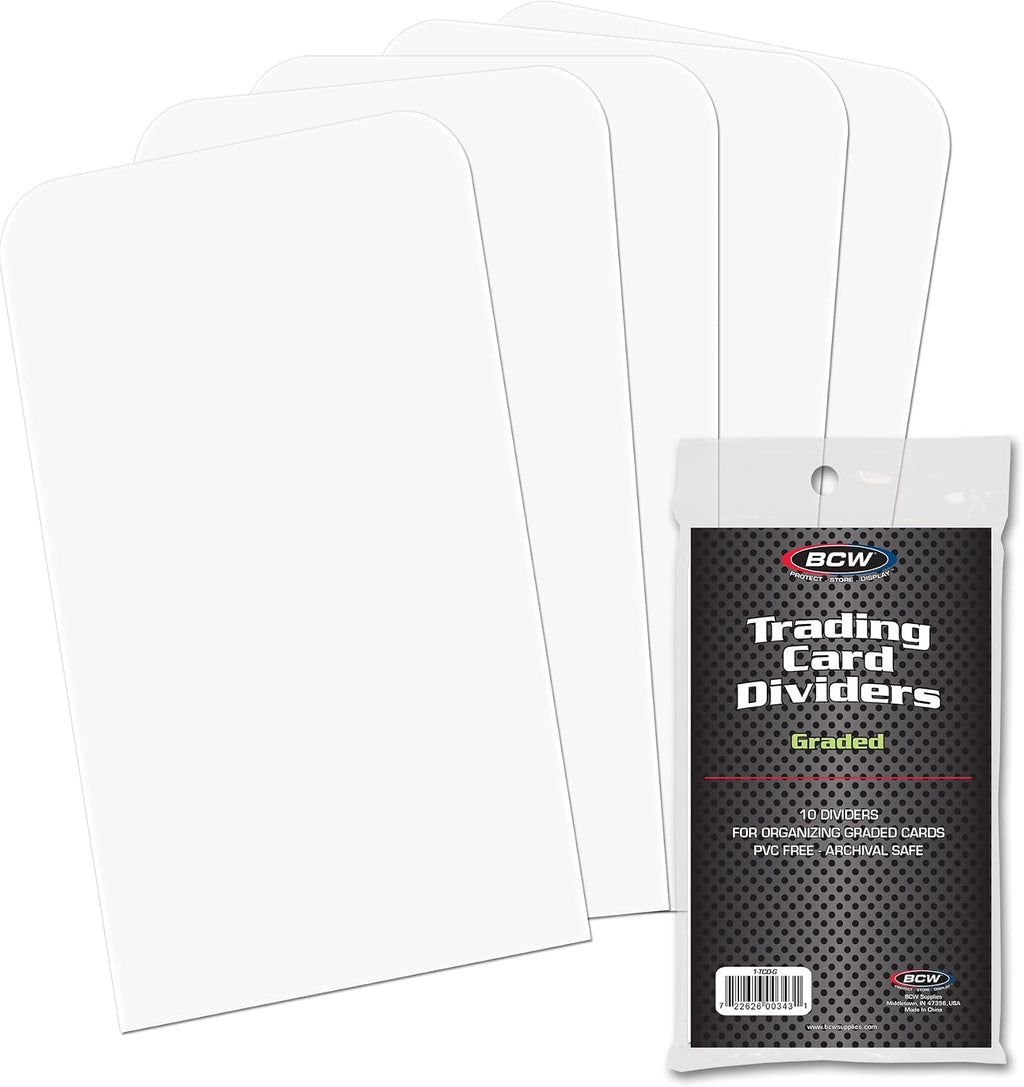 Graded Trading Card Dividers - 10 ct | Archival Quality, Write-On Index Tab, 3 1/4 X 5 11/16 Inches | Fits Graded
