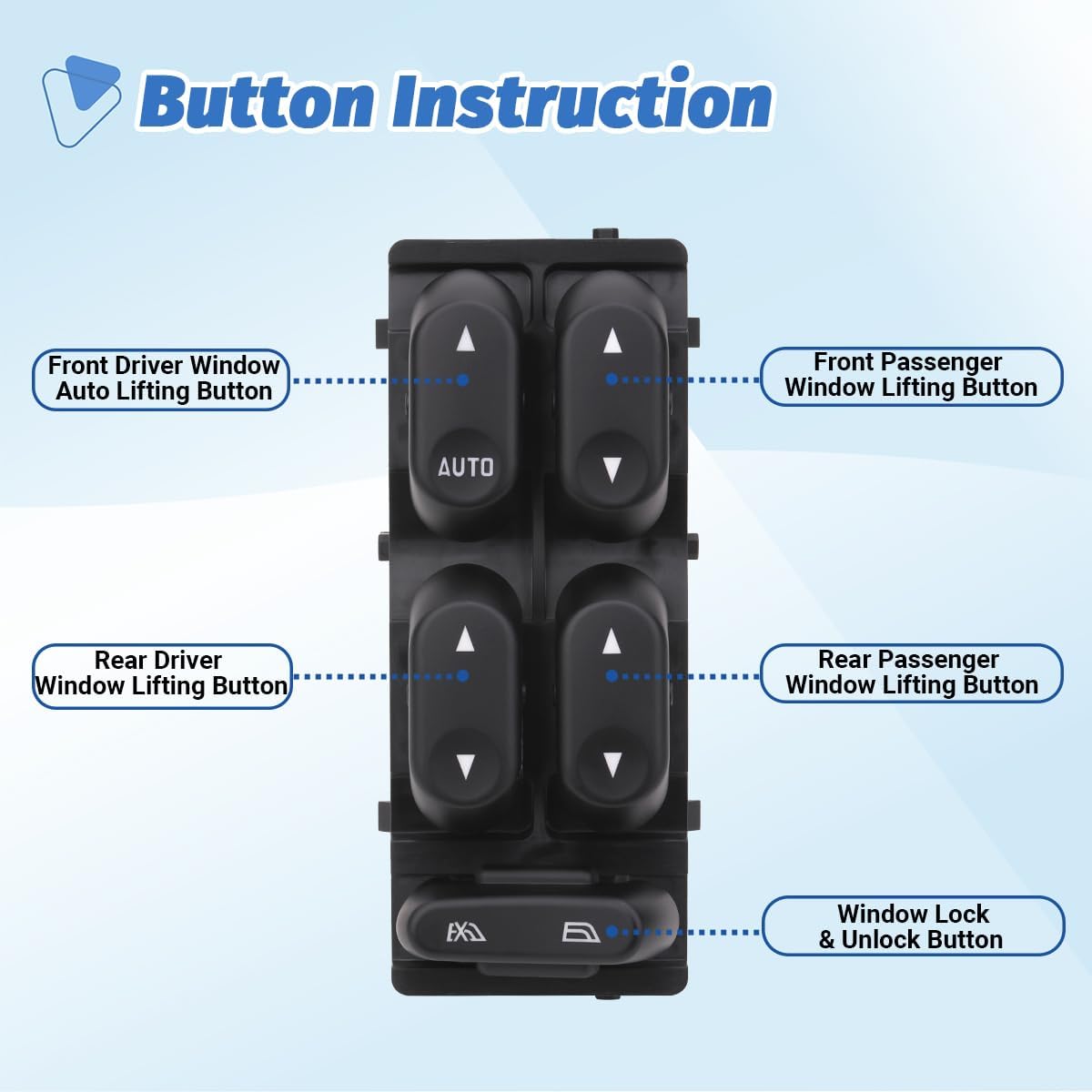 Power Window Switch Control Button Compatible with Ford F250 F350