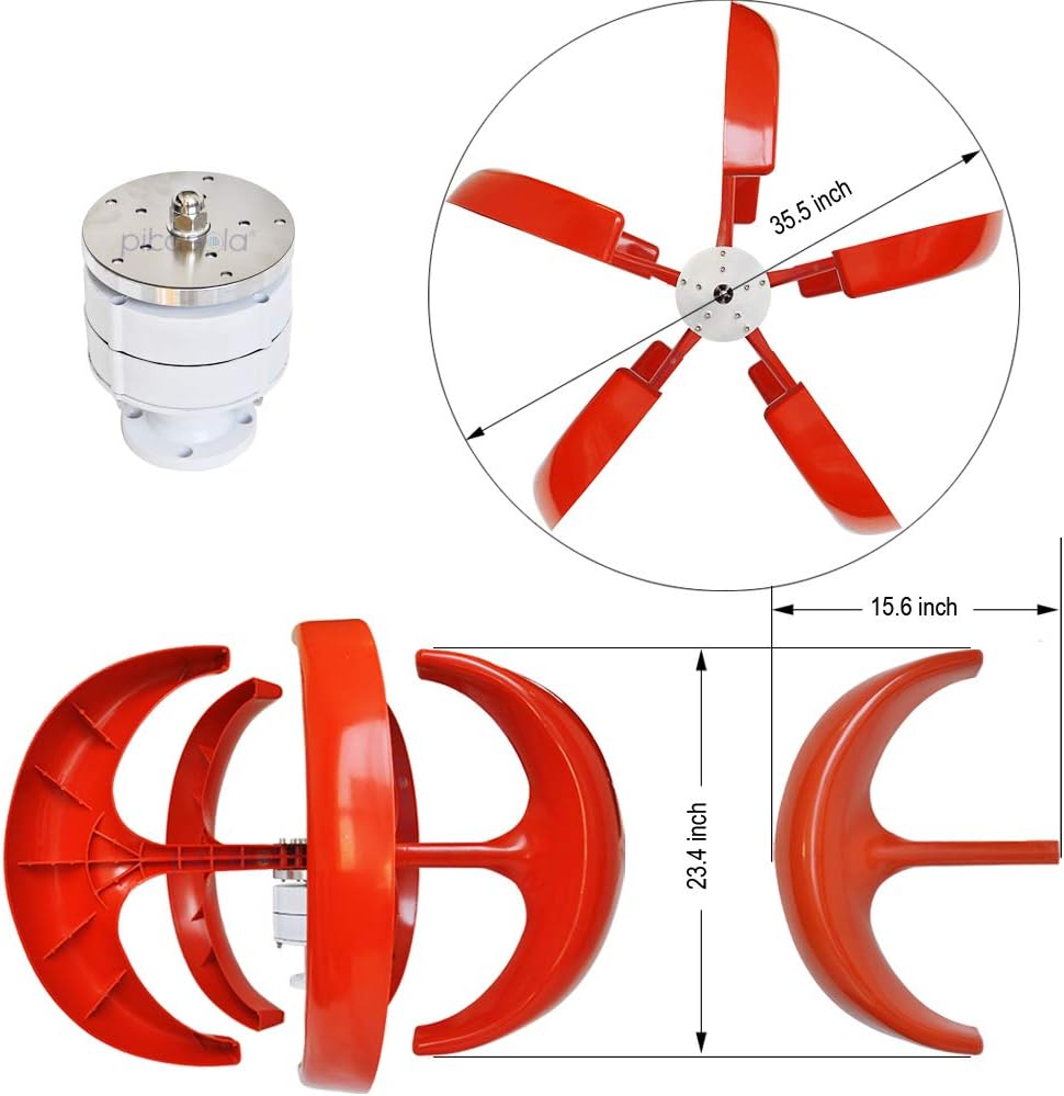 Wind Turbine Vertical Axis Generator 200W12V + 2 PCS 100W 12V Monocrystalline Solar Panel Kits Suit for RV Marine