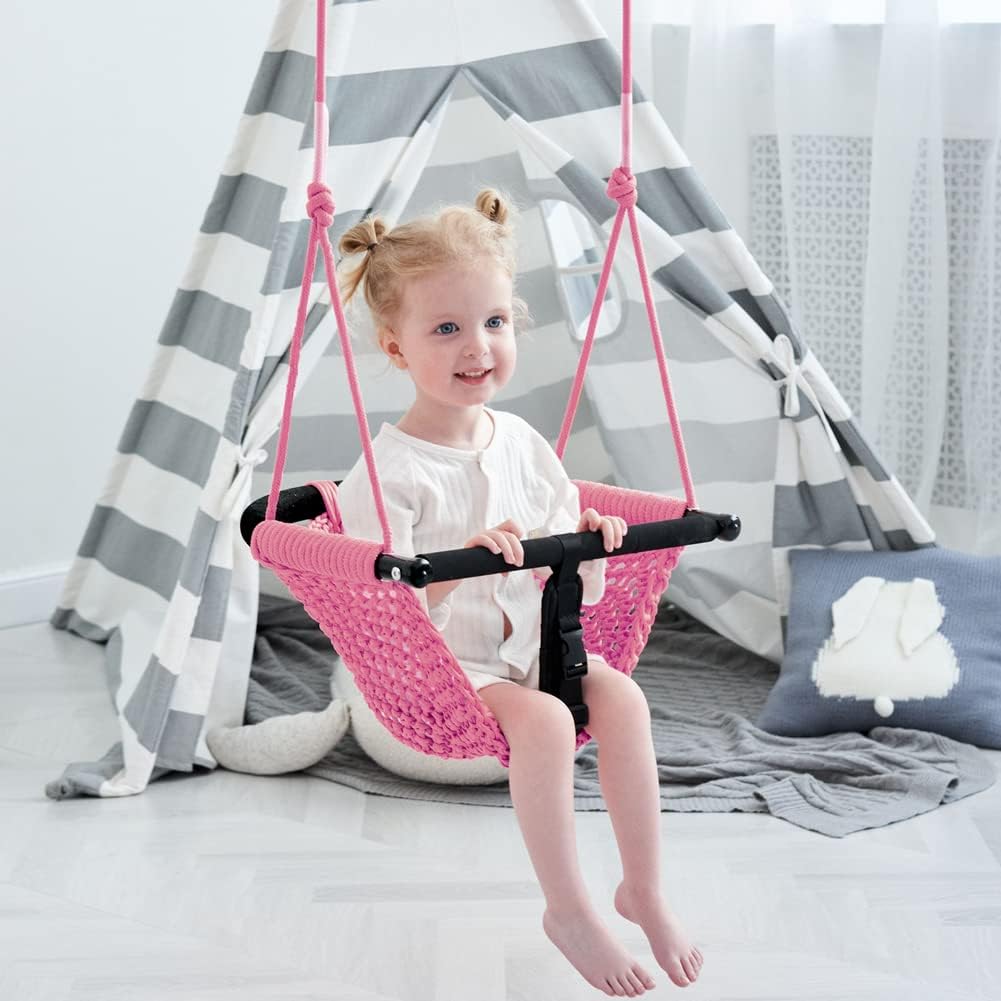 Toddler Swing & 2-in-1Baby Swing - Adjustable Rope Swing Seat for Kids Indoor & Outdoor Durable Backyard Swing Set