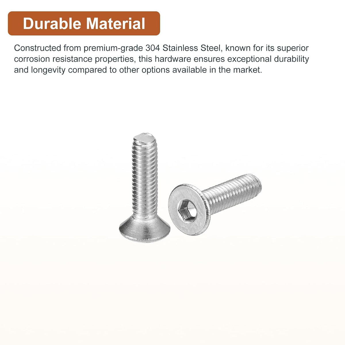 DTGN M3-0.5 x 12mm Flat Head Socket Cap Screws, 100 Pack 304 Stainless Steel Hex Socket Flat Head Screws, Full Thread, Countersunk Bolts