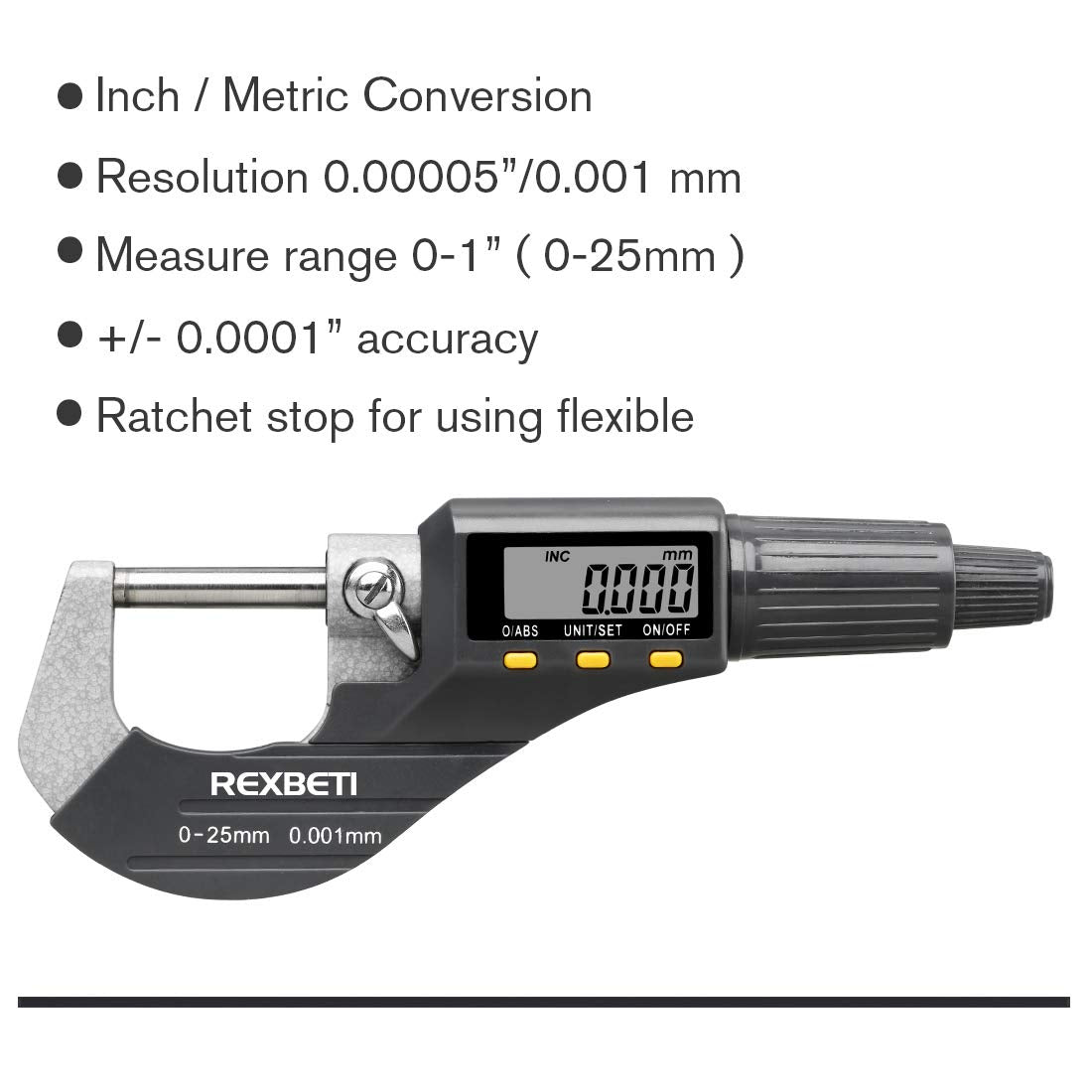 REXBETI Outside Micrometer, Ultra-Precision Carbide Tipped Measuring Tool