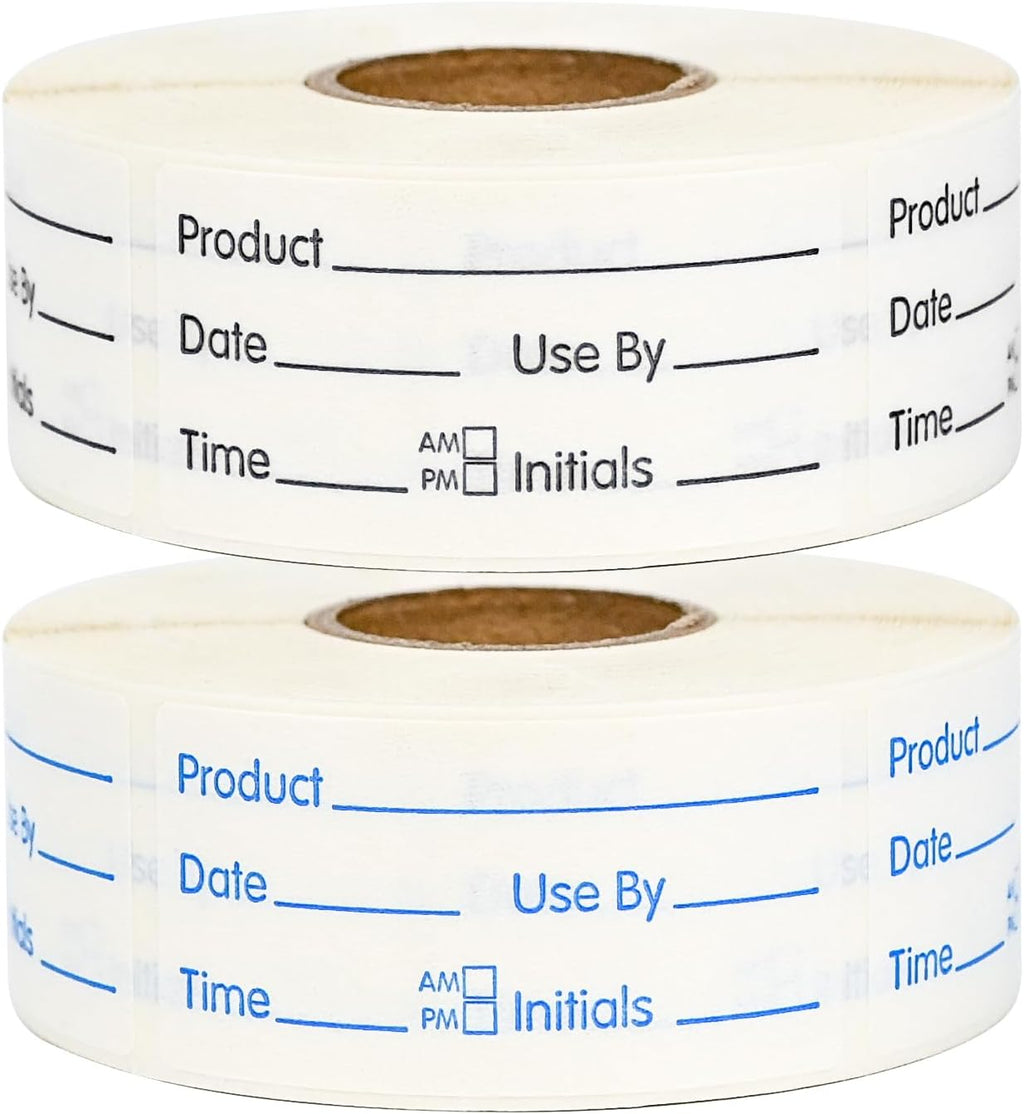 1000 Dissolvable Food Labels Blue&Black 2Rolls 1"x2"