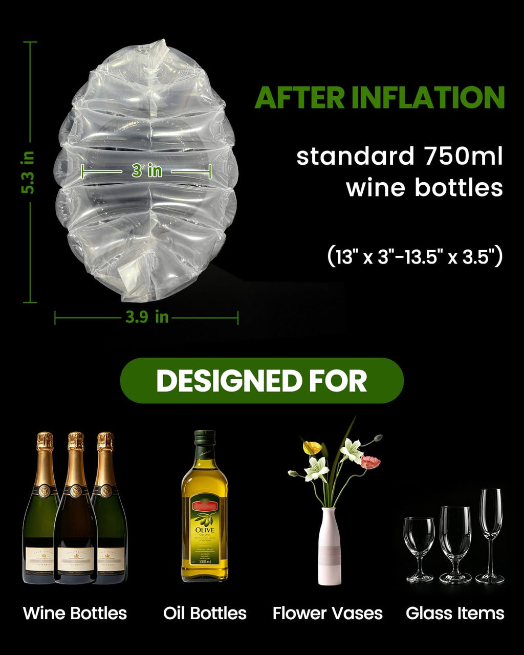 10 Pack Wine Bags for Travel, Inflatable Bottle Protector Sleeve
