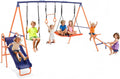 Swing Sets for Backyard Kids 3-12, Outdoor Playground Swingset with Slide&Teeter-Totter,700LBS Heavy Duty Swing Set