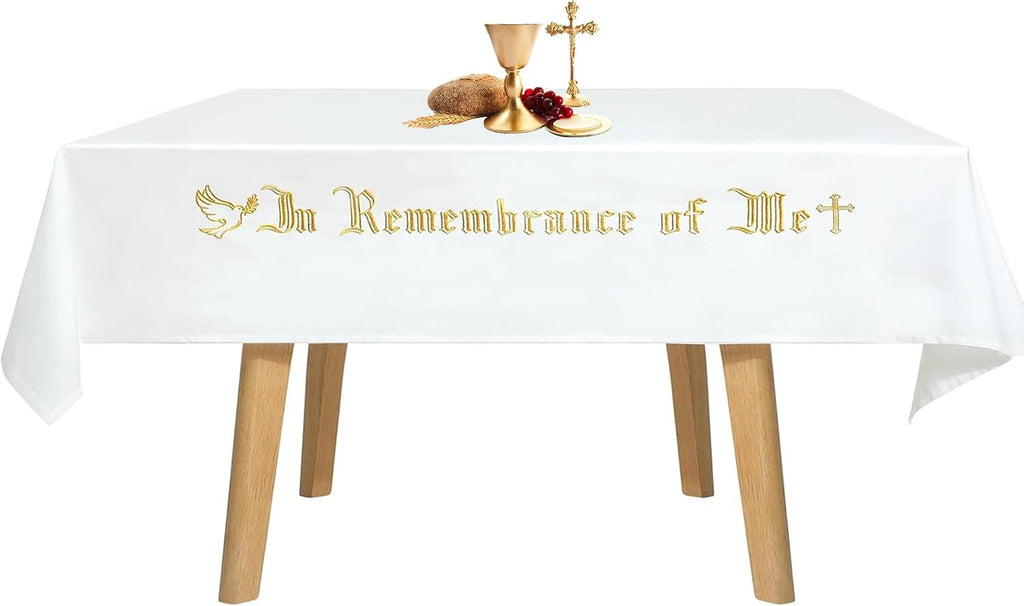 Large in Remembrance of Me Embroidery Altar Frontal Holy Communion Table Cloth Cover, 88.2x52 in Communion Table
