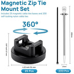 ZyCooom 225-Pc Magnetic Cable Ties Set,Magnetic Zip Tie Mounts & Cable Ties