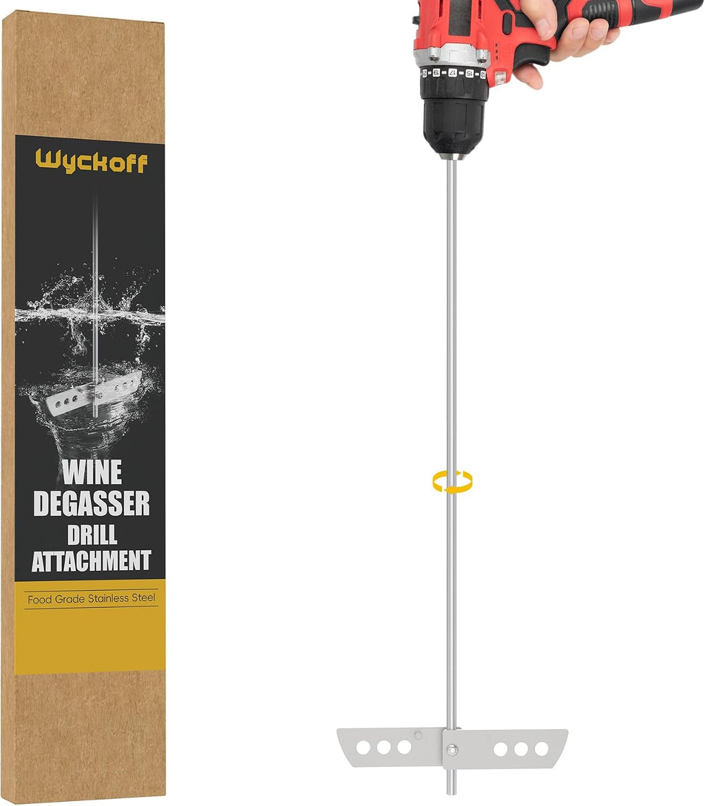 17.5" Wine Degasser Drill Attachment (Ver.3)Stainless Steel Stirrer | Foldable 17.5-inch Wine Making Mixer Rod, Wine