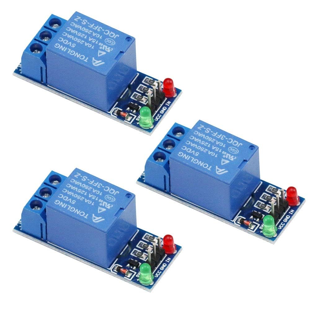 3PCS DC 5V 2mA 1 Channel Relay Module Board Shield Extension Board Relay Plate Low Level Trigger AC 250V/10A, DC 30V/10A