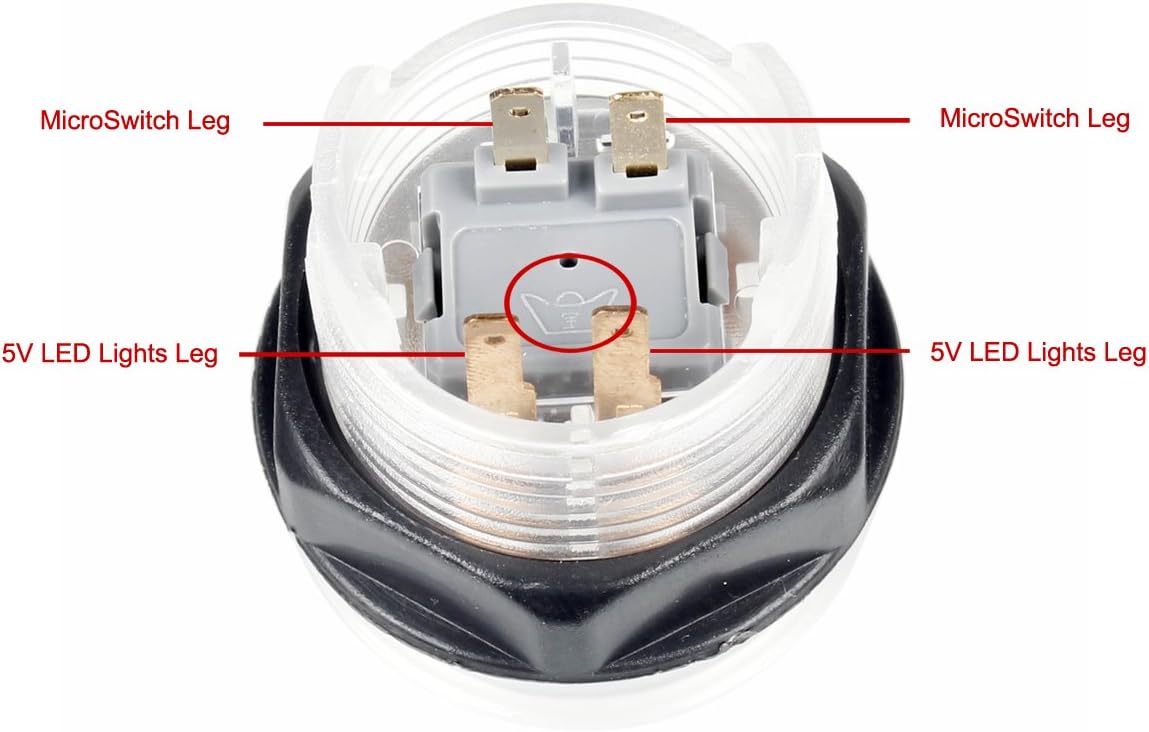 5X 30mm Arcade LED Lights Push Button Built-in Switch 5V Illuminated Buttons for Arcade Machine Games DIY Kit Parts