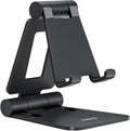 Dual Folding Cell Phone Stand, Fully Adjustable Foldable Desktop Phone Holder Cradle Dock Compatible with iPhone 17