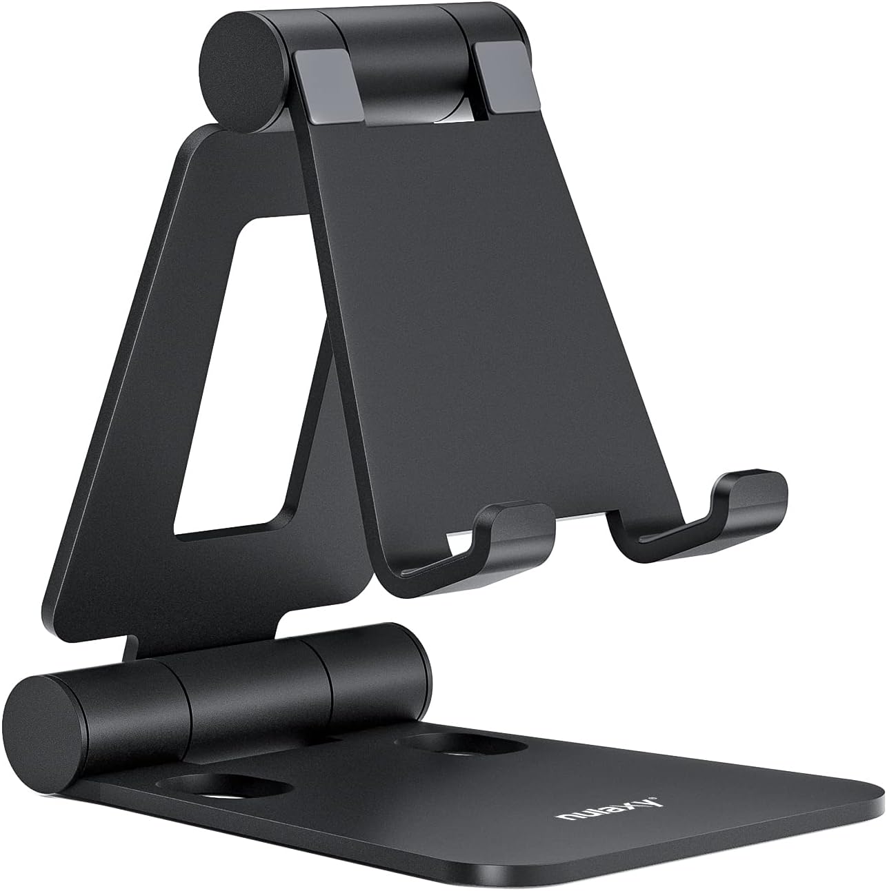 Dual Folding Cell Phone Stand, Fully Adjustable Foldable Desktop Phone Holder Cradle Dock Compatible with iPhone 17