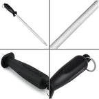 Honing Steel Knife Sharpening Rod 12 inches, Carbon Steel Knife Sharpener