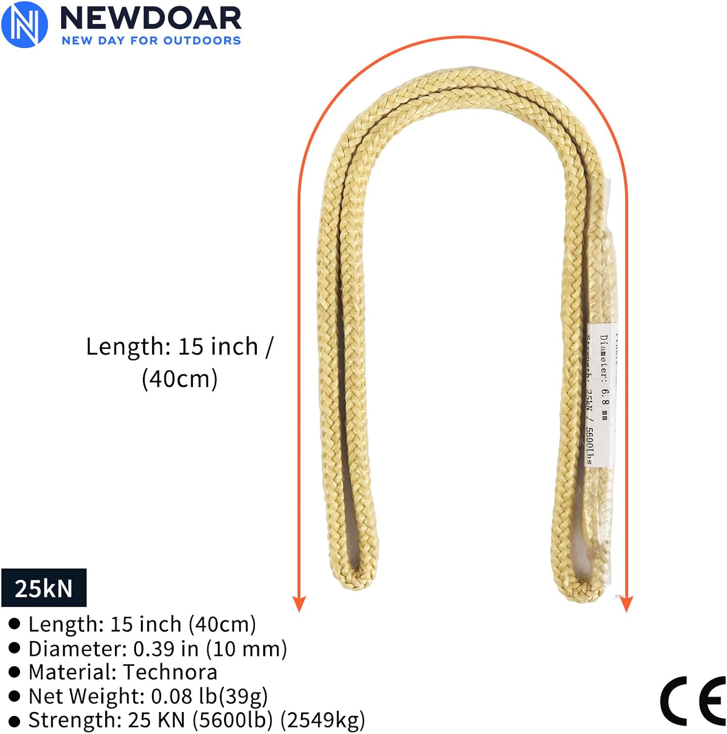 100% Kevlar Braided Friction Hitch,5620 MBS,Prusik Arborist Rope, Abrasion/Flame Resistant, High Strength Rescue