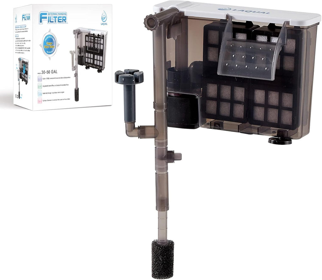 Aquarium Filter with Surface Skimmer, 30-50 Gallon Small Fish Tank Filter, Full Contact & 3 Layer Filtration, Quiet &