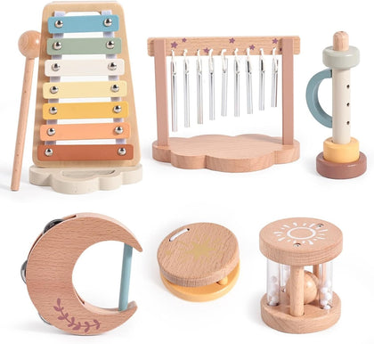 Baby Montessori Musical Instruments,Wooden Percussion Xylophone Musical Toys for Toddlers,Sensory Toys for Kids
