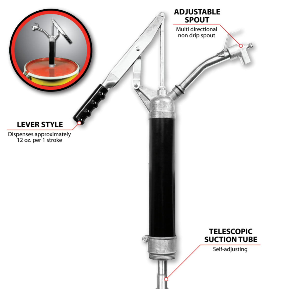 Performance Tool W54267 Lever-Action Barrel Pump
