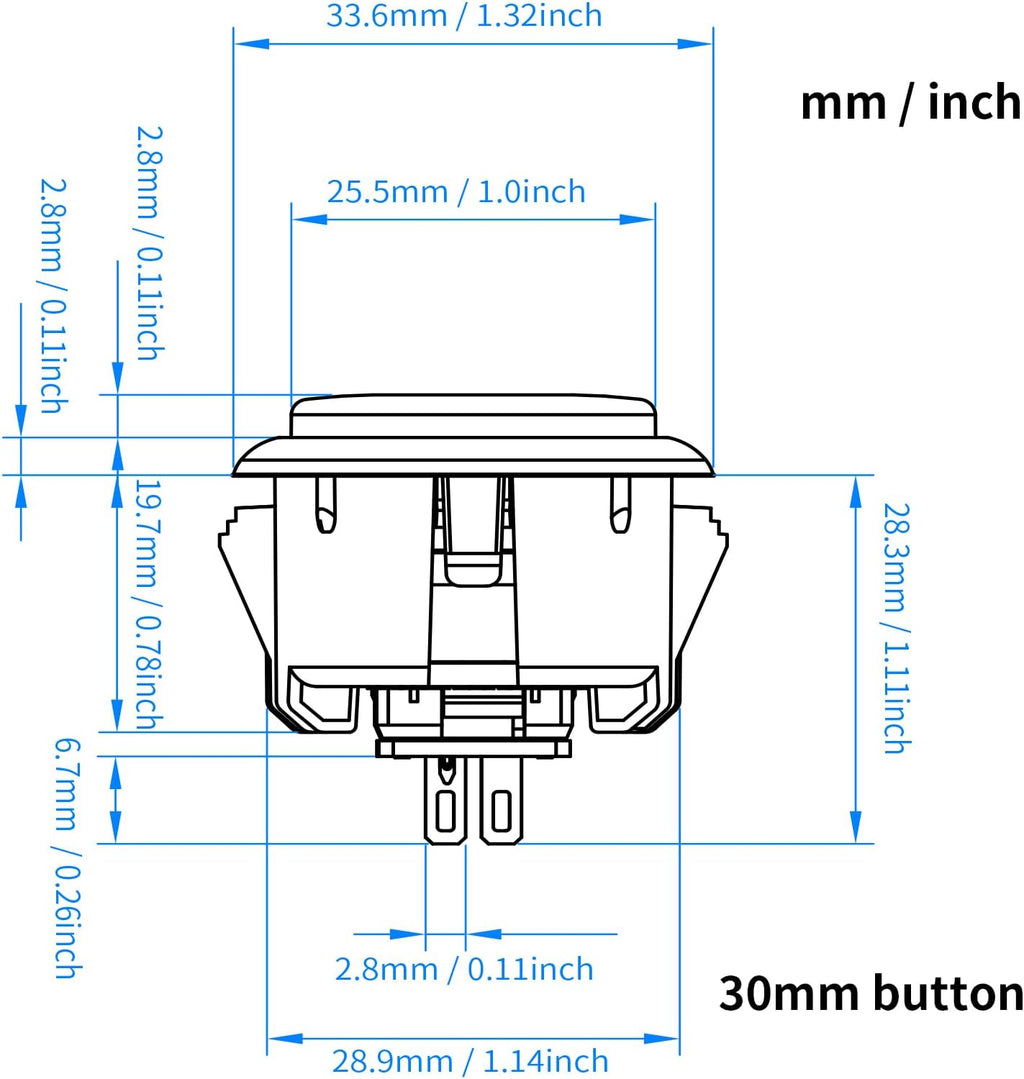 Gravity KS Mechanical Arcade Buttons 30mm Snap-in Mechanical Pushbutton (Boxed (Clear Pink D12(8 pcs))