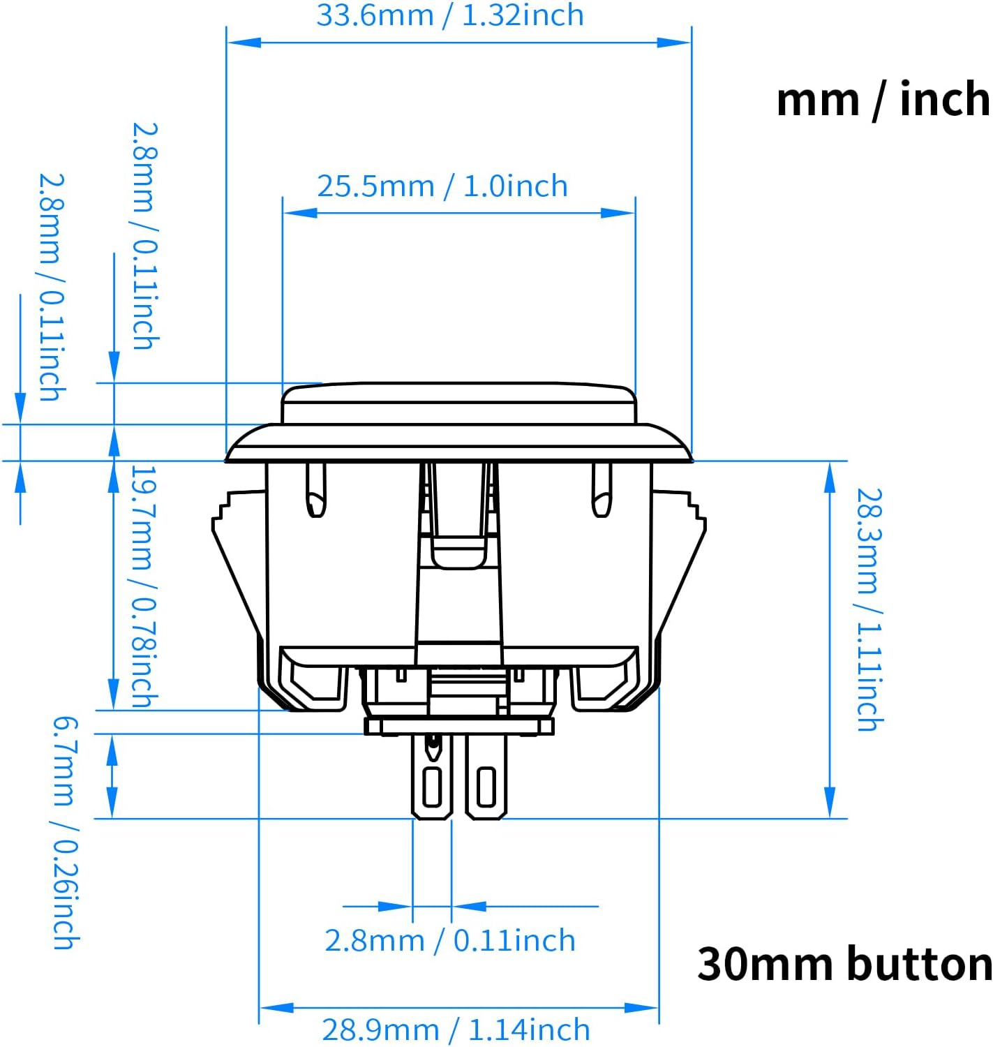 Gravity KS Mechanical Arcade Buttons 30mm Snap-in Mechanical Pushbutton (Boxed (Clear Pink D12(8 pcs))