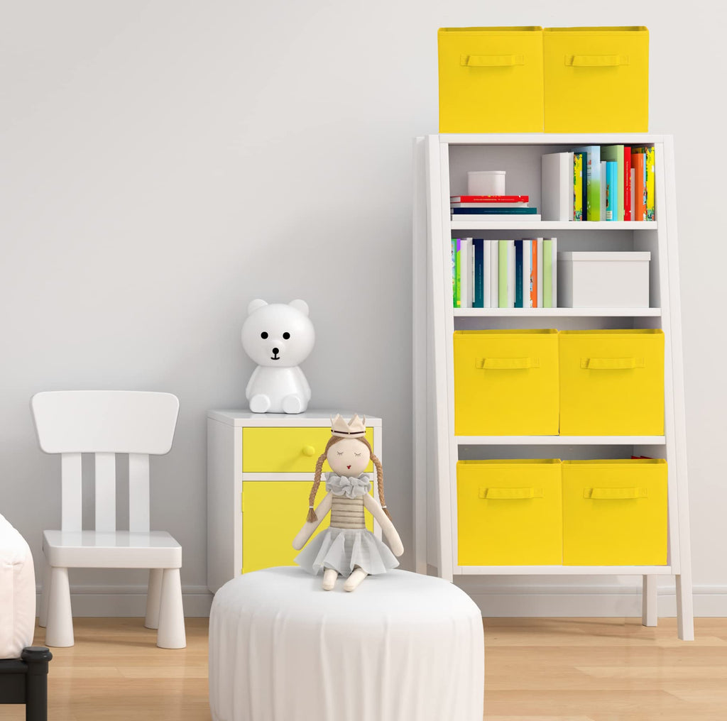 11-Inch Foldable Cube Storage Bins, Yellow, 6-Pack