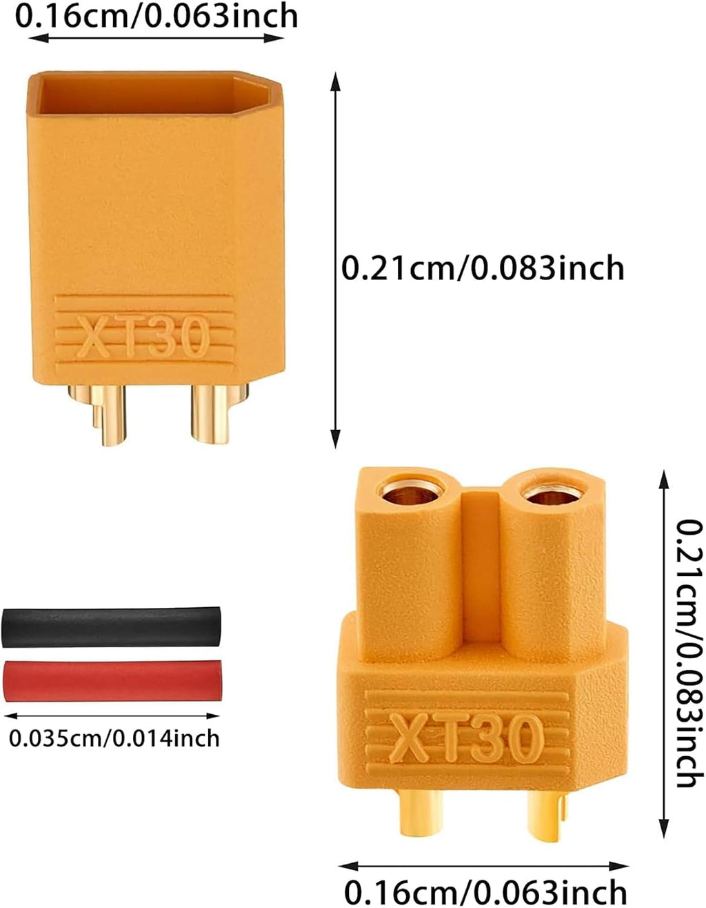 Frienda 30 Pairs XT30 Connectors Male Female, Gold Plated RC Lipo Battery