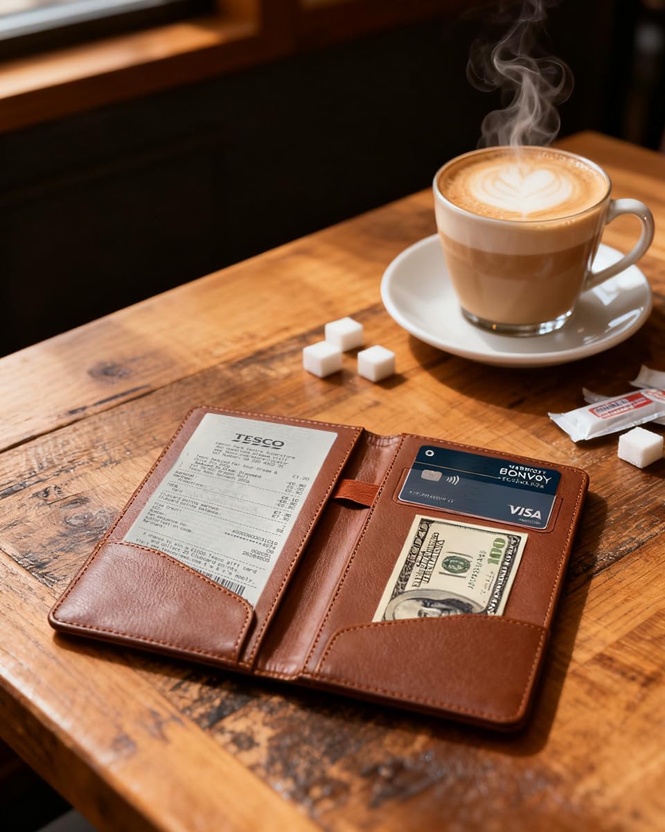 Check Presenters for Restaurant, PU Leather 5 Packs Guest Check Book Waitress Books for Servers (5 Packs, Brown)