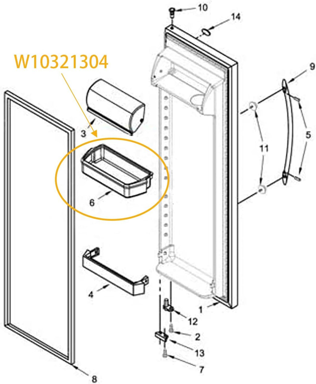 2 Pack WRS322FDAM04 WRS322FDAB05 Refrigerator Door Shelf Bin for Whirlpool