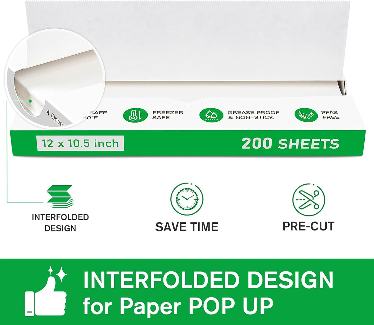 Precut POP UP Deli Paper Sheet, 200 Pack, 12" x 10.5", White