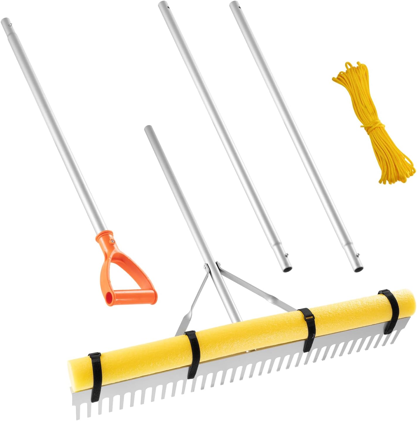 Landscape Rake, 36 inch Wide Head 133 inch Handle, Large Heavy Duty Aluminum Landscaping Leaf Rake Tool, Asphalt