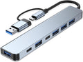 Aluminum USB C & USB Hub 7-in-1 with USB 3.0, USB-C Ports for PC/Laptops/MacBook Pro/Air/iMac/iPad and More Devices
