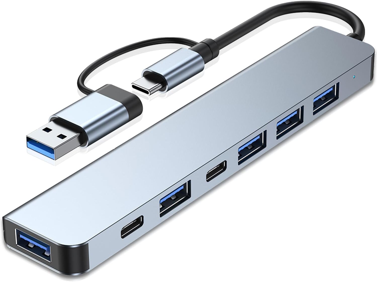 Aluminum USB C & USB Hub 7-in-1 with USB 3.0, USB-C Ports for PC/Laptops/MacBook Pro/Air/iMac/iPad and More Devices