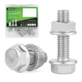 M5x20mm Flange Hex Bolts and Nuts Kit, 304 SS Metric Screws 20 Pack
