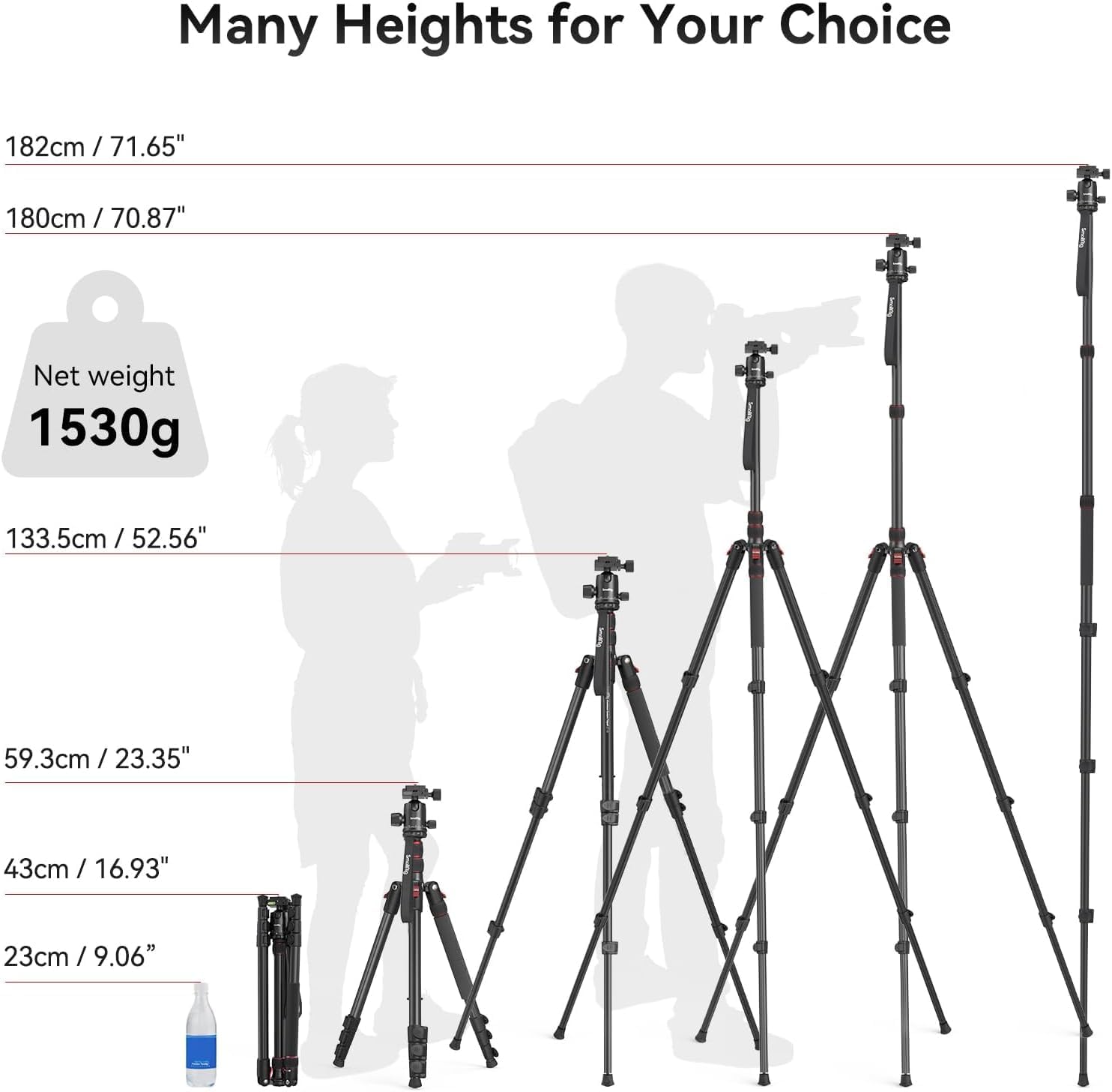 71"/ 180cm Aluminum Camera Ball Head Tripod & Monopod CT-10 | 2 in 1 Tripod Monopod, 360°Ball Head, Max. Payload
