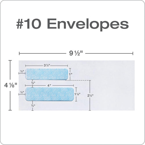 #10 Security Envelopes, 500 Pack, Double Window Self Seal Envelopes for Invoices, QuickBooks Checks and Business