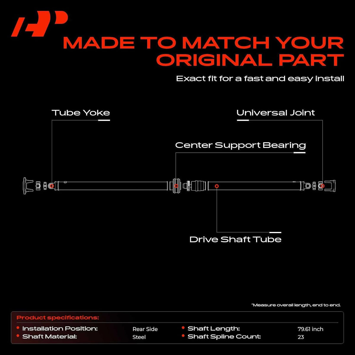 A-Premium 79.61" Rear Drive Shaft Driveshaft Assembly Compatible with Toyota