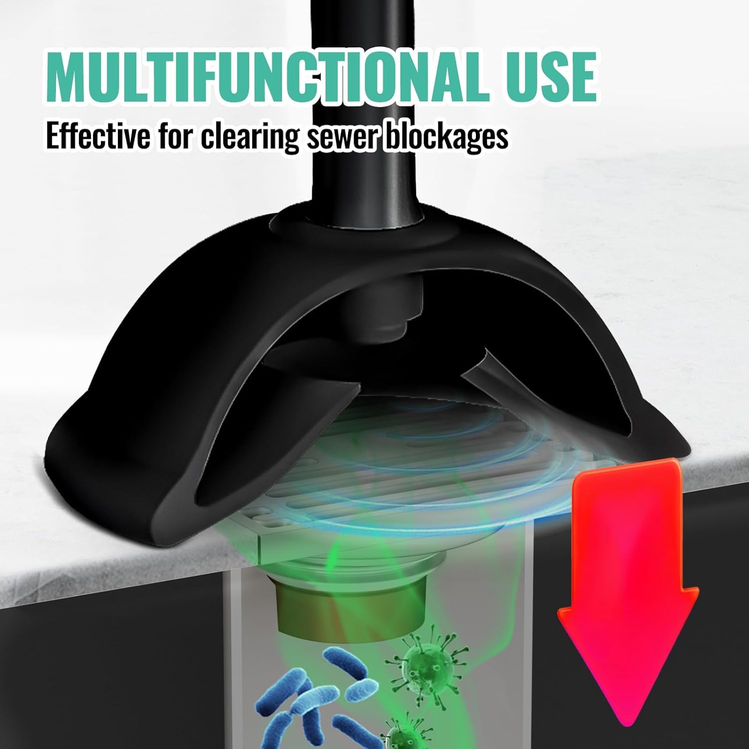 3 in 1 Toilet Brush and Plunger Set with Crevice Cleaning Brush, Toilet Plunger and Brush Set with Extra Long Handle