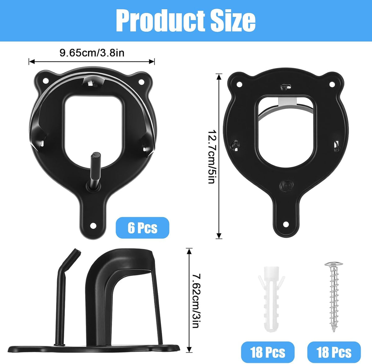 6 Counts Horse Bridle Rack, Iron Bridle Bracket with Tubes and Screw, Wall Mount for Horse Tack Storage, Halter