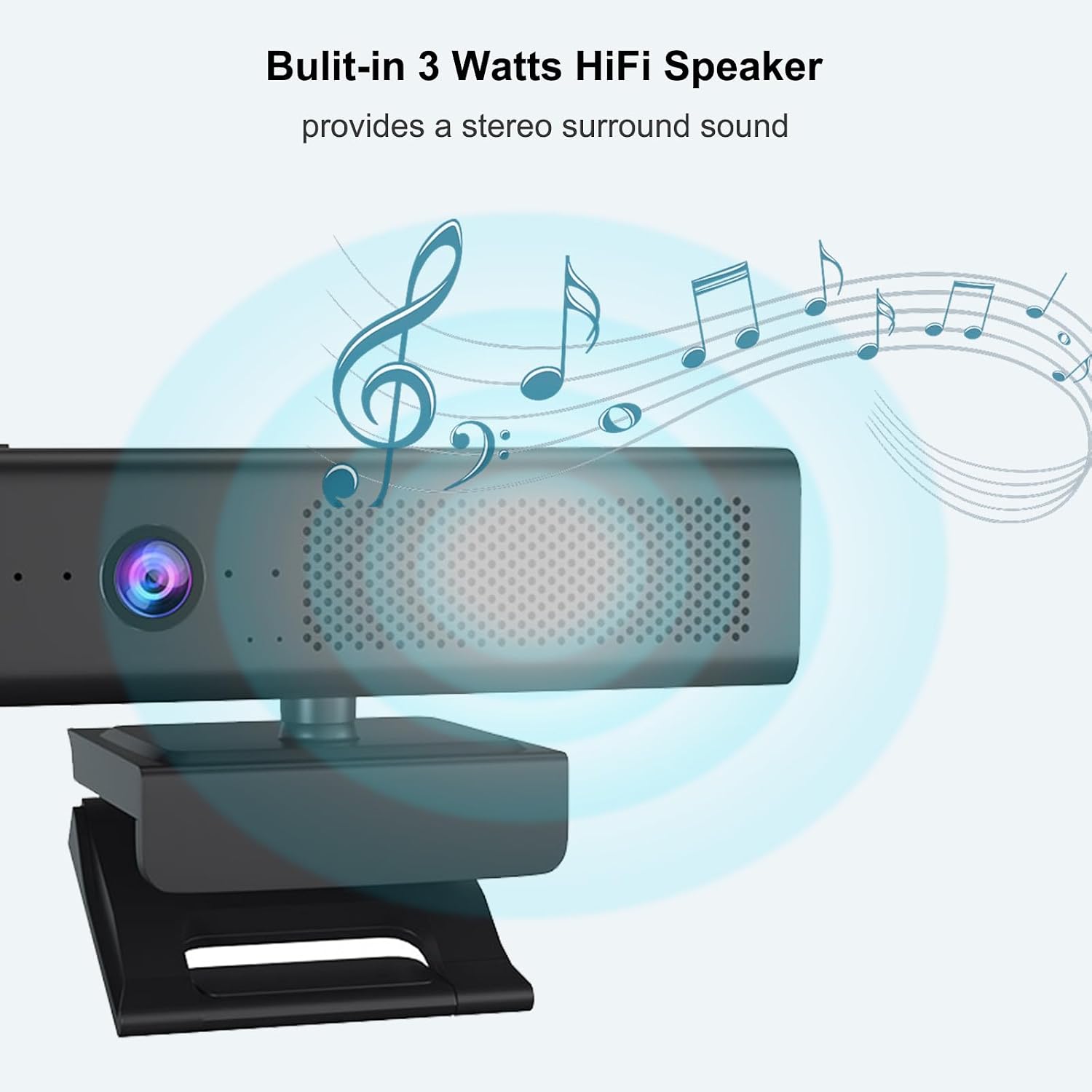 Full 1080P HD 3-in-1 Webcam: Camera and Speaker for Desktop Computer with Built-in 4 Microphones, External USB Web