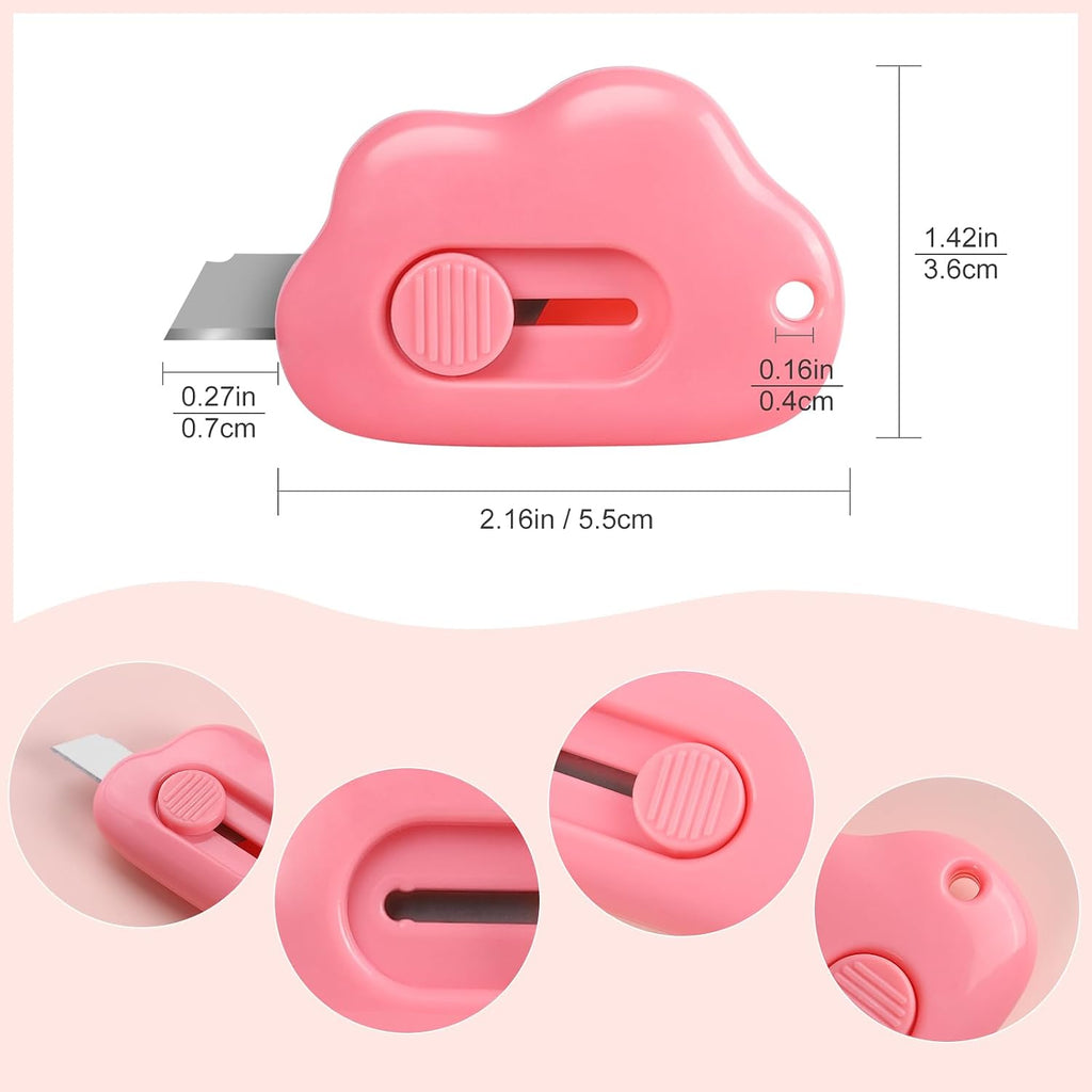 Cloud Box Cutter Retractable, 6Pcs Mini Utility Knife Letter Opener Envelope Slitter, Small Package Opener Paper