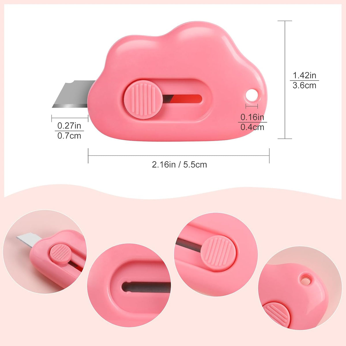 Cloud Box Cutter Retractable, 6Pcs Mini Utility Knife Letter Opener Envelope Slitter, Small Package Opener Paper