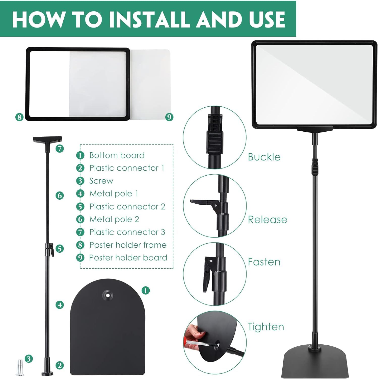 12 Pack Adjustable Poster Stand Holder Floor Standing Display Sign Holder for Advertising Business Menu Stand