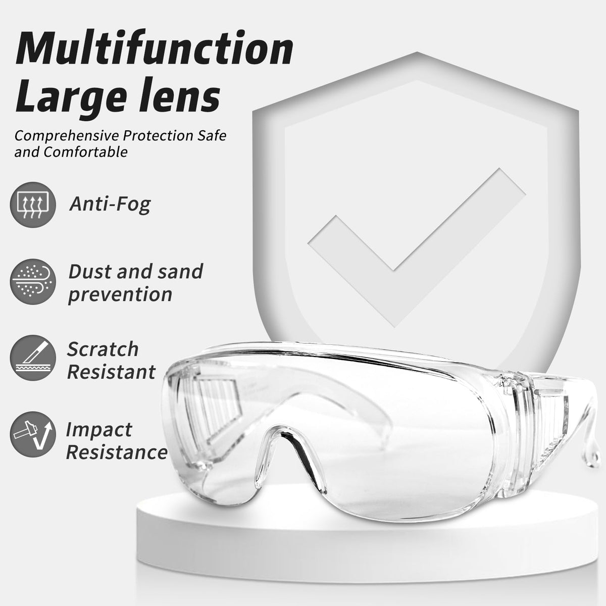 12 Pack Safety Glasses Over Eyeglasses, Anti-Fog Protective Goggles