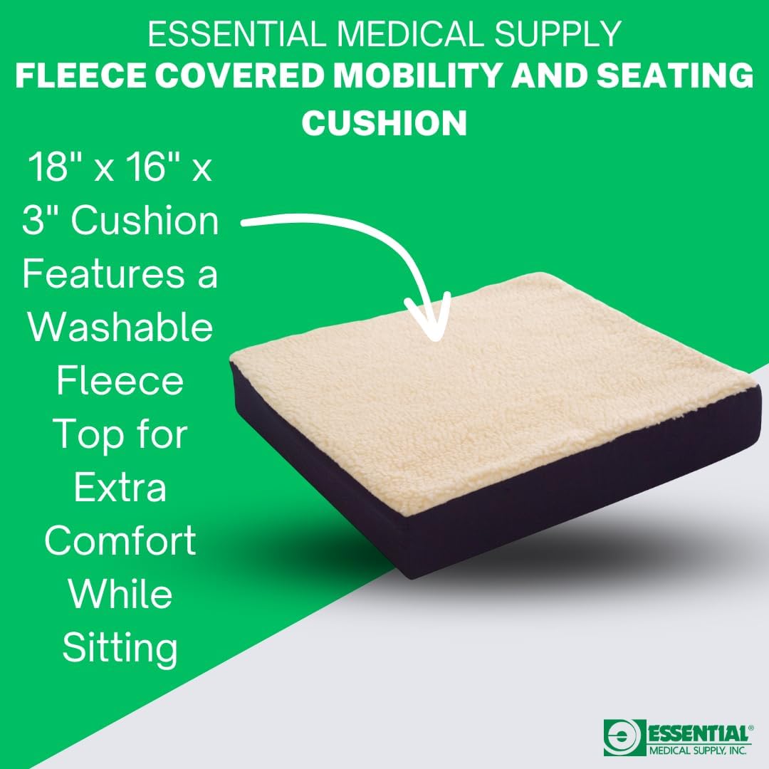 Fleece Covered Mobility and Comfort Seat Cushion - Comfortable Wheelchair Seat Cushions, Extra Padded Support for the
