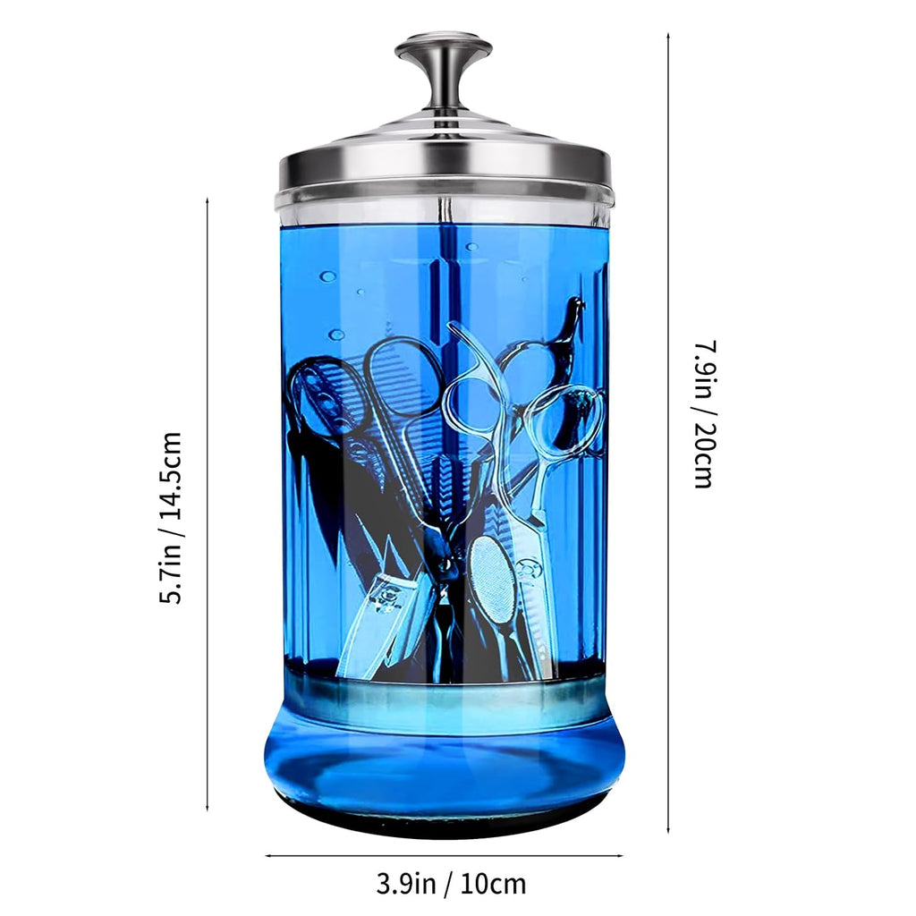 Disinfectant Sterilizer Glass Jar - Capacity 21 Oz Glass with Removable Strainer Tray for Cleaning, Storage &
