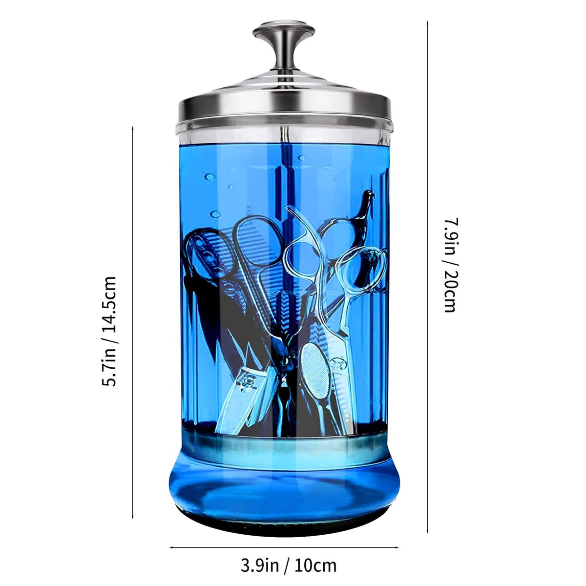 Disinfectant Sterilizer Glass Jar - Capacity 21 Oz Glass with Removable Strainer Tray for Cleaning, Storage &