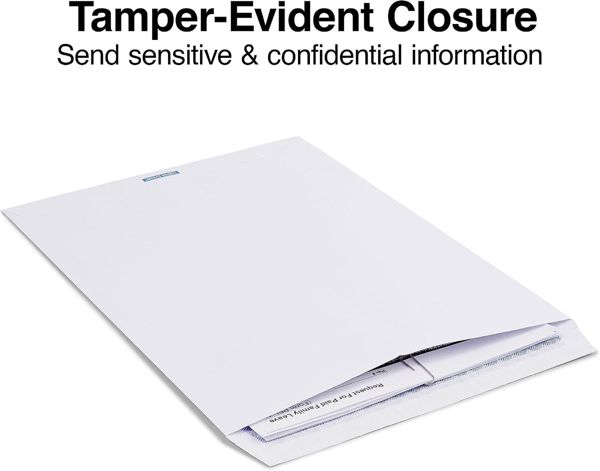 10x13 Security-Tinted White EasyClose Catalog Envelopes, 100 Pack