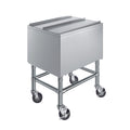 18 in. x 24 in. Stainless Steel Mobile Ice Bin with Sliding Lid – Insulated, with Bottle Holders & Casters