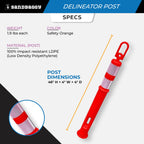 46" Plastic Traffic Delineator Post (Base Not Included) - Reflective Bands (Orange) - Construction Safety - Handle