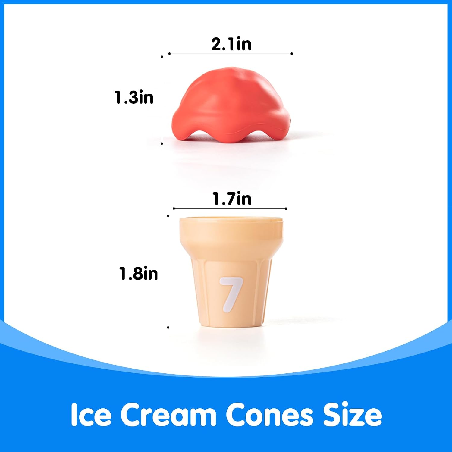 Ice Cream Counting Cones 1-10 – Number Matching Toys for Kids | 10 Cones + 10 Stacking Scoops, Educational Preschool