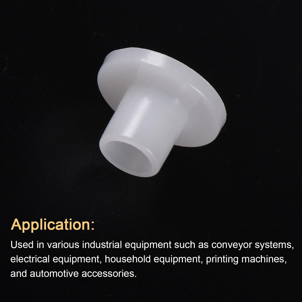 uxcell 12pcs Flanged Sleeve Bearings Plastic Bushings 6mm Bore x 8mm OD x 10mm Length Nylon Bushings, White